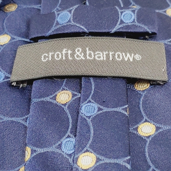 Croft & Barrow Necktie Blue Geometric Pattern Men's Silk Neck Tie 58x3.75" - Picture 3 of 5